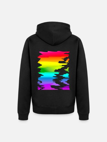 bunter Regenbogen Farbverlauf - Unisex Premium Bio Zip Hoodie - Schwarz