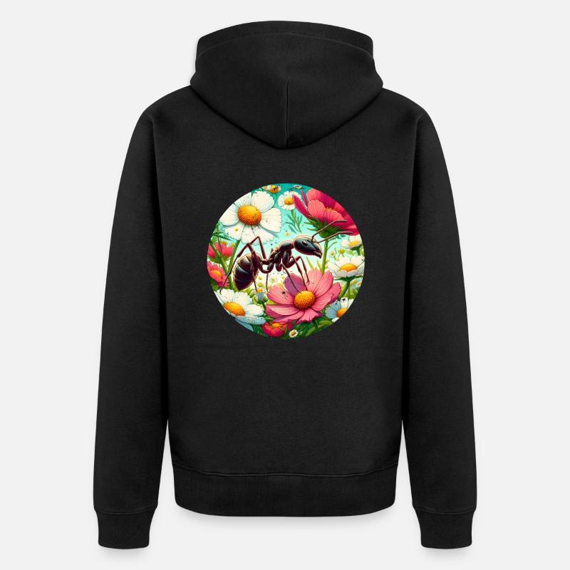 Fleurs de fourmis - Veste à capuche bio Premium Unisexe - noir