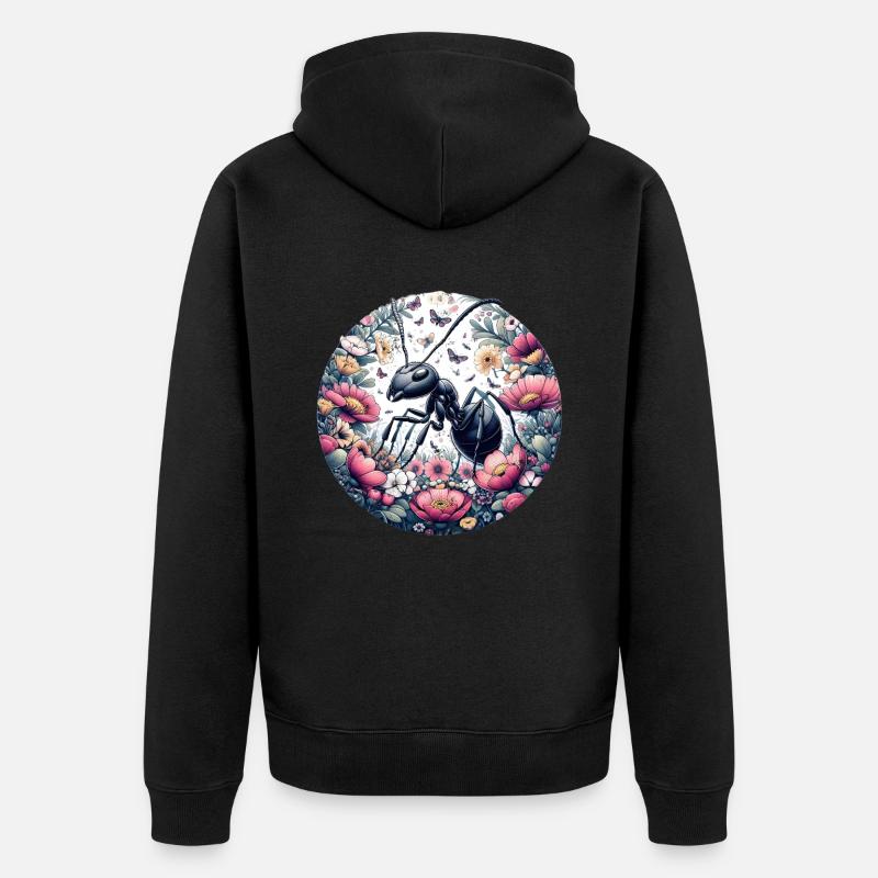 Fleurs de fourmis - Veste à capuche bio Premium Unisexe - noir