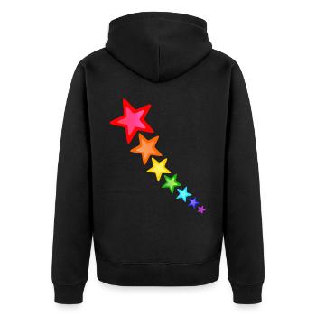 bunte Sterne in Regenbogen Farben - Unisex Premium Bio Zip Hoodie - Schwarz - Hinten - Nico (187cm)