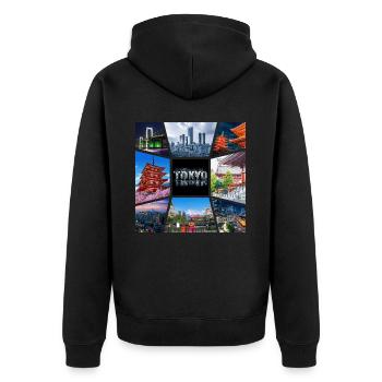 Tokyo Japan Asia Collage Skyline City Metropolis - Unisex Premium Organic Zip Hoodie - black - Back - Nico (187cm)