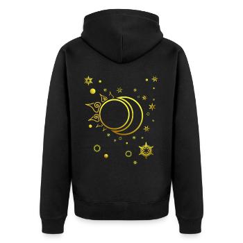 Sonne Mond und Sterne spirituell Astrologie - Unisex Premium Bio Zip Hoodie - Schwarz - Hinten - Nico (187cm)
