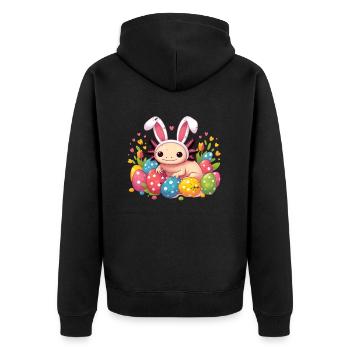 Axolotl de Pâques vintage - Joyeuses Pâques - Veste à capuche bio Premium Unisexe - noir - Dos - Nico (187cm)