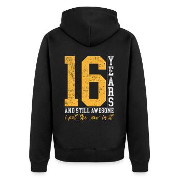 16 ans d’anniversaire cadeau enfants garçon fille - Veste à capuche bio Premium Unisexe - noir - Dos - Nico (187cm)