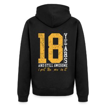 18 Years Birthday Gift Kids Boy Girl - Unisex Premium Organic Zip Hoodie - black - Back - Nico (187cm)