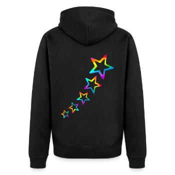 Stern bunte Sterne Regenbogen Farbverlauf - Unisex Premium Bio Zip Hoodie - Schwarz - Hinten - Nico (187cm)