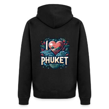 I love Phuket - Unisex Premium Bio Zip Hoodie - Schwarz - Hinten - Nico (187cm)