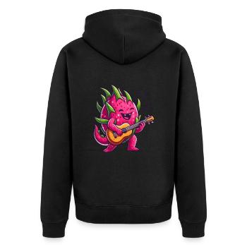 Dragon Fruit Playing Guitar - Unisex Premium Organic Zip Hoodie - black - Back - Nico (187cm)