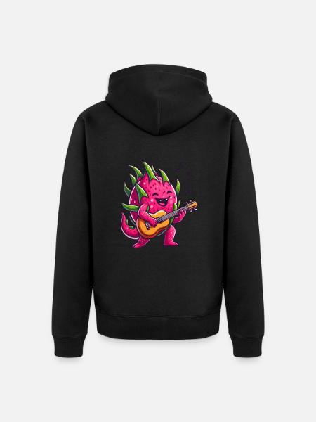 Dragon Fruit Playing Guitar - Unisex Premium Organic Zip Hoodie - black