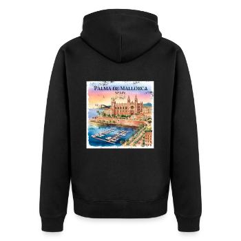 Palma de Mallorca - Unisex Premium Bio Zip Hoodie - Schwarz - Hinten - Nico (187cm)