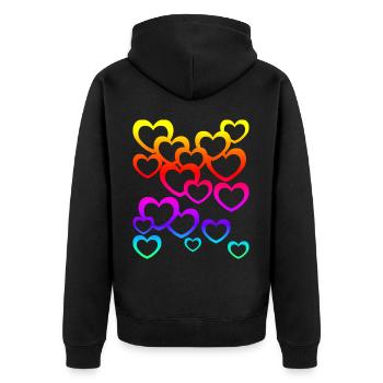 Colorful Hearts Gradient Rainbow Heart Icon - Unisex Premium Organic Zip Hoodie - black - Back - Nico (187cm)
