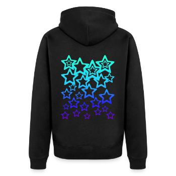 Many blue stars, star pattern - Unisex Premium Organic Zip Hoodie - black - Back - Nico (187cm)
