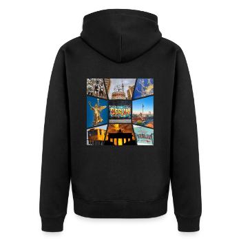 Berlin Skyline City Germany Collage Graffiti - Unisex Premium Organic Zip Hoodie - black - Back - Nico (187cm)