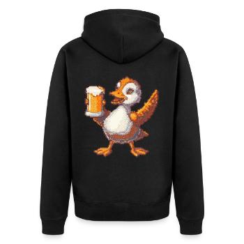 Goose Pixel Beer - Unisex Premium Organic Zip Hoodie - black - Back - Nico (187cm)