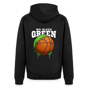 WE BLEED GREEN - BASKETBALL - Unisex Premium Bio Zip Hoodie - Schwarz - Hinten - Nico (187cm)
