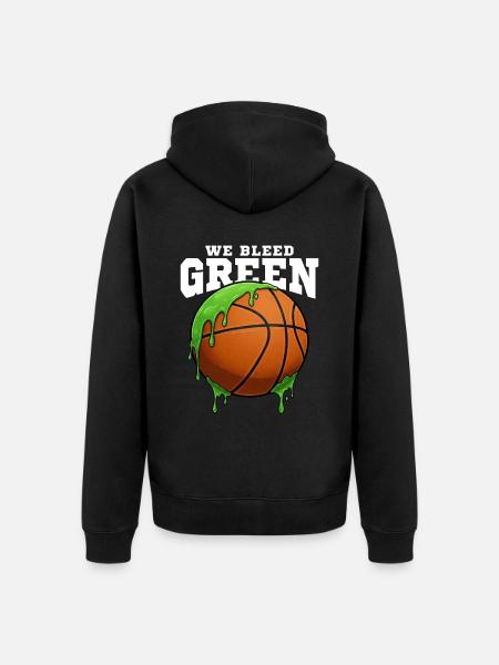 WE BLEED GREEN - BASKETBALL - Unisex Premium Organic Zip Hoodie - black