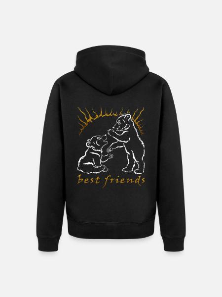 Two bears - best friends - Unisex Premium Organic Zip Hoodie - black