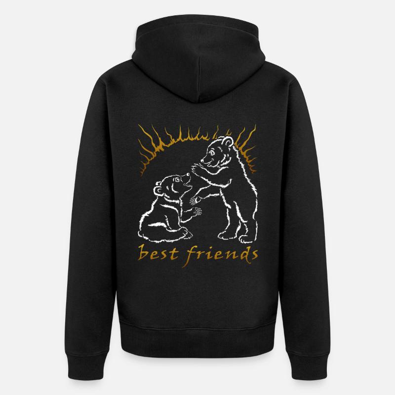 Zwei Bären - beste Freunde - Unisex Premium Bio Zip Hoodie - Schwarz