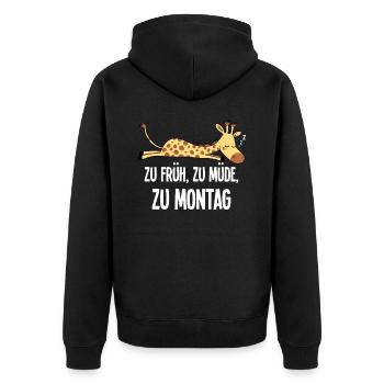 Trop tôt pour lundi Girafe Matin Grouch Cadeau - Veste à capuche bio Premium Unisexe - noir - Dos - Nico (187cm)