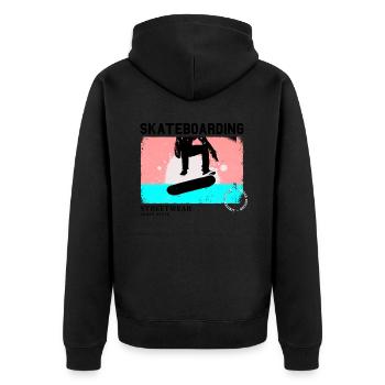 Skateboarding Skate Skater Skateboard Sk8 Vintage - Unisex Premium Organic Zip Hoodie - black - Back - Nico (187cm)