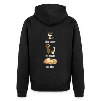 Zähne Geputzt Faultier Capybara Waschbär Geschenk - Unisex Premium Bio Zip Hoodie - Schwarz - Hinten - Nico (187cm)