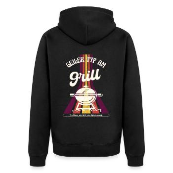 guy at the grill funny saying grilling retro - Unisex Premium Organic Zip Hoodie - black - Back - Nico (187cm)