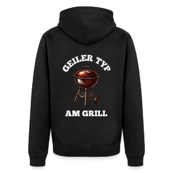 Guy At The Grill Funny BBQ Grilling Gift - Unisex Premium Organic Zip Hoodie - black - Back - Nico (187cm)