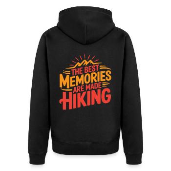 Wandern - Unisex Premium Bio Zip Hoodie - Schwarz - Hinten - Nico (187cm)