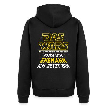 Das Wars - Endlich Ehemann ich jetzt bin. Hochzeit - Unisex Premium Bio Zip Hoodie - Schwarz - Hinten - Nico (187cm)