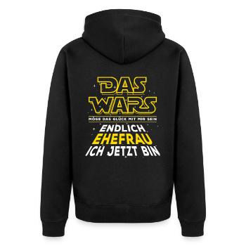 Das Wars - Endlich Ehefrau ich jetzt bin - Unisex Premium Bio Zip Hoodie - Schwarz - Hinten - Nico (187cm)
