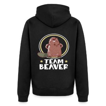 Biber Nagetier Bäume Bibertier Geschenkidee - Unisex Premium Bio Zip Hoodie - Schwarz - Hinten - Nico (187cm)