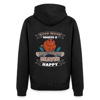 Biber Nagetier Bäume Bibertier Geschenkidee - Unisex Premium Bio Zip Hoodie - Schwarz - Hinten - Nico (187cm)
