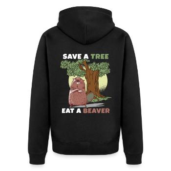 Biber Nagetier Bäume Bibertier Geschenkidee - Unisex Premium Bio Zip Hoodie - Schwarz - Hinten - Nico (187cm)