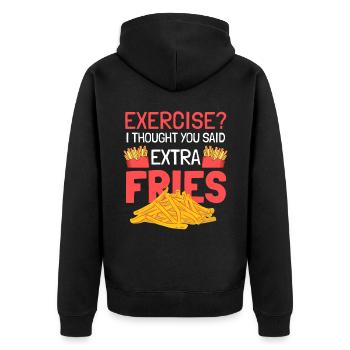 French Fries Food Fries Lovers Gift Idea - Unisex Premium Organic Zip Hoodie - black - Back - Nico (187cm)