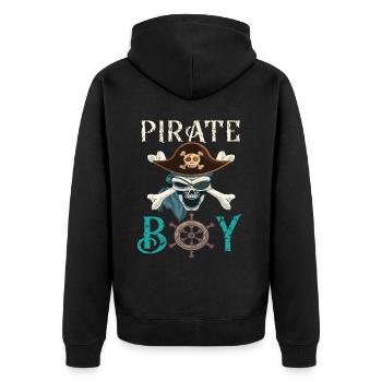 Pirat Totenkopf Piratenschiff Geschenkidee - Unisex Premium Bio Zip Hoodie - Schwarz - Hinten - Nico (187cm)