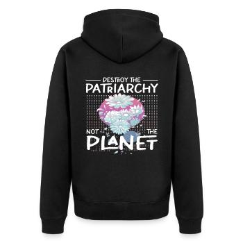 Feminist Feminismus Patriarchat Feministen - Unisex Premium Bio Zip Hoodie - Schwarz - Hinten - Nico (187cm)