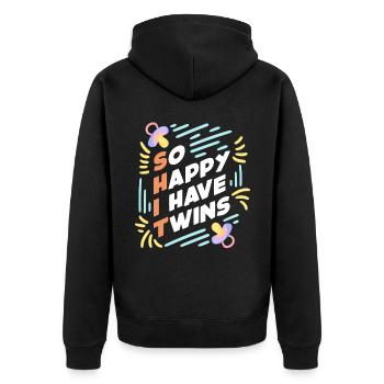 Zwillinge Mama Zwilling Baby Zwillingsmama - Unisex Premium Bio Zip Hoodie - Schwarz - Hinten - Nico (187cm)