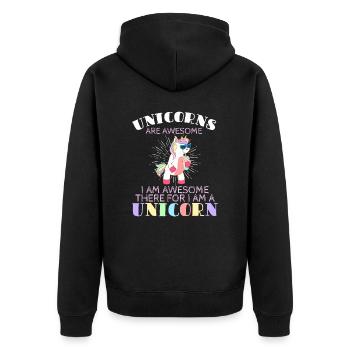 Magic Fairy Tale Colorful Myth Collection Unicorn - Unisex Premium Bio Zip Hoodie - Schwarz - Hinten - Nico (187cm)