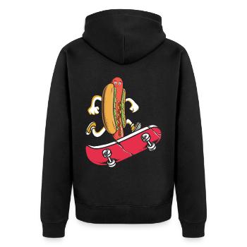 Hot Dog Skateboarder Skateboard skateboarding skateboard - Unisex Premium Organic Zip Hoodie - black - Back - Nico (187cm)