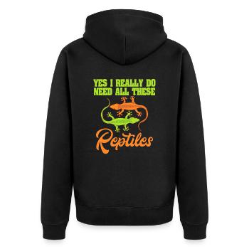 Cute Green Lizard Pet Lizard Reptile "Yes I - Unisex Premium Bio Zip Hoodie - Schwarz - Hinten - Nico (187cm)