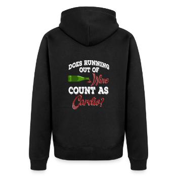 Does Running Out Of Wine Count As Cardio T-shirt - Unisex Premium Bio Zip Hoodie - Schwarz - Hinten - Nico (187cm)