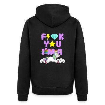 Fuck You I'm A Unicorn Equality Clouds Coloré - Veste à capuche bio Premium Unisexe - noir - Dos - Nico (187cm)