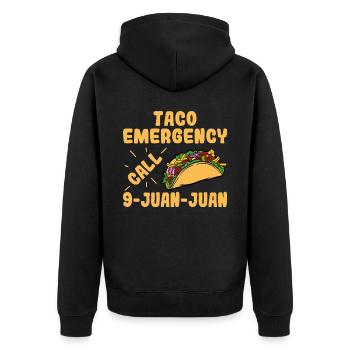 "Appel d'urgence Taco 9-Juan-Juan" pour tous les - Veste à capuche bio Premium Unisexe - noir - Dos - Nico (187cm)