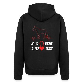 Your Beat Is My Beat Design Horsing Shirt For - Unisex Premium Bio Zip Hoodie - Schwarz - Hinten - Nico (187cm)