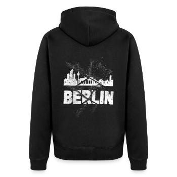 Berlin Germany City Skyline Font Grunge - Unisex Premium Organic Zip Hoodie - black - Back - Nico (187cm)