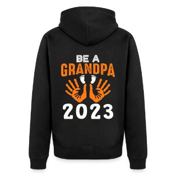 Werdender Opa 2023, 2023 werde ich Opa, 2023 Opa - Unisex Premium Bio Zip Hoodie - Schwarz - Hinten - Nico (187cm)