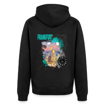 Frankfurt Deutschland Stadt Skyline Vintage Retro - Unisex Premium Bio Zip Hoodie - Schwarz - Hinten - Nico (187cm)