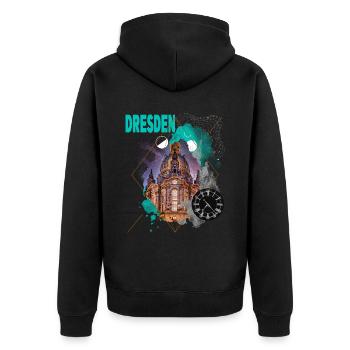 Dresden Germany City Skyline Vintage Retro - Unisex Premium Organic Zip Hoodie - black - Back - Nico (187cm)