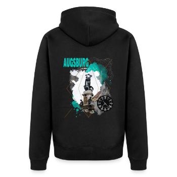 Augsburg Deutschland Stadt Skyline Vintage Retro - Unisex Premium Bio Zip Hoodie - Schwarz - Hinten - Nico (187cm)