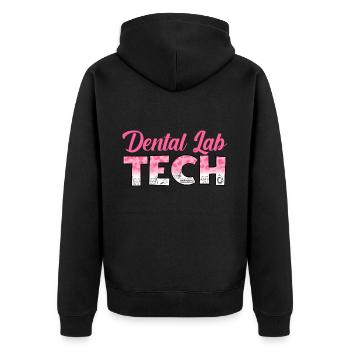 Zahntechniker arbeiten Zahnarzt Geschenk - Unisex Premium Bio Zip Hoodie - Schwarz - Hinten - Nico (187cm)